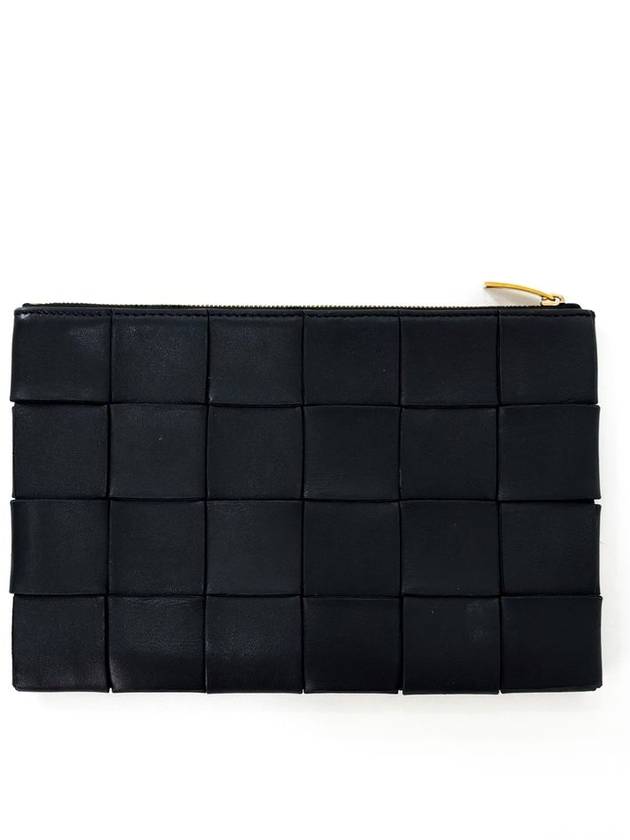 S BV Intrecciato Leather Cassette Clutch Bag Small Black - BOTTEGA VENETA - BALAAN 2