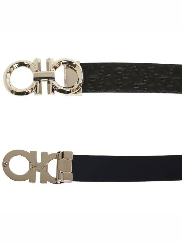 Gancini Buckle Reversible Leather Belt Navy Black - SALVATORE FERRAGAMO - BALAAN 3