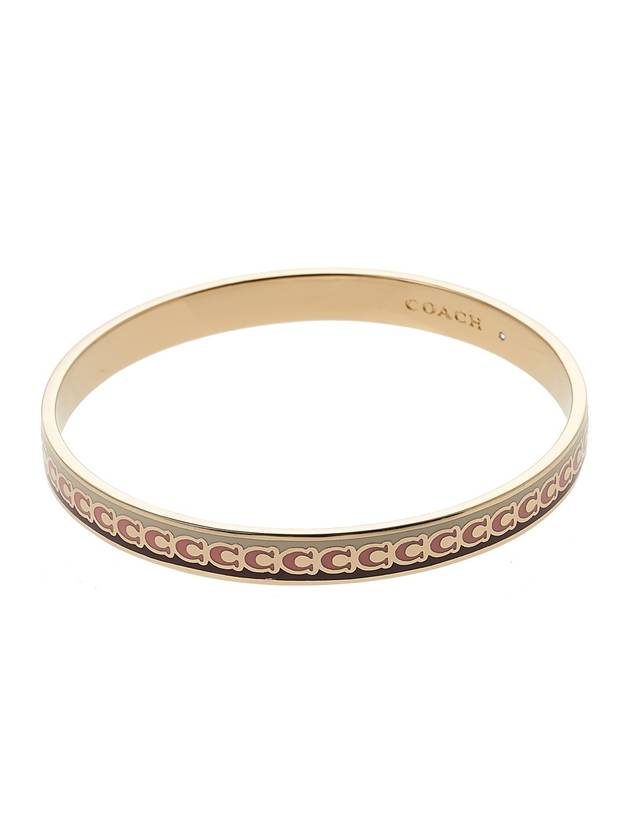 Logo Pattern Hinged Bangle Bracelet Gold Pink - COACH - BALAAN 2