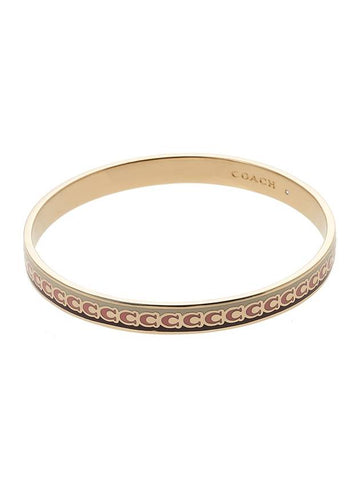 Logo Pattern Hinged Bangle Bracelet Gold Pink - COACH - BALAAN 1