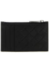 Intrecciato Zipper Leather Card Wallet Black - BOTTEGA VENETA - BALAAN 4