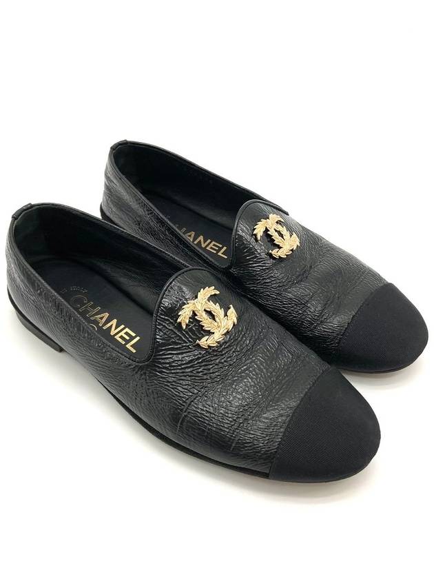 gold leather loafer shoes - CHANEL - BALAAN 3