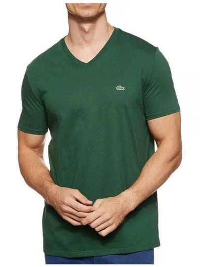 Men's Logo V-Neck Short Sleeve T-shirt Green - LACOSTE - BALAAN 2