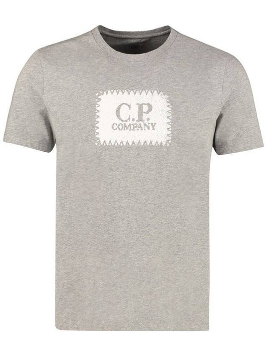 Square Logo Painted Short Sleeve T-Shirt Grey - CP COMPANY - BALAAN 1