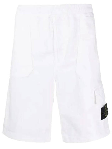 Wappen Patch Flap Pocket Cargo Shorts White - STONE ISLAND - BALAAN 1