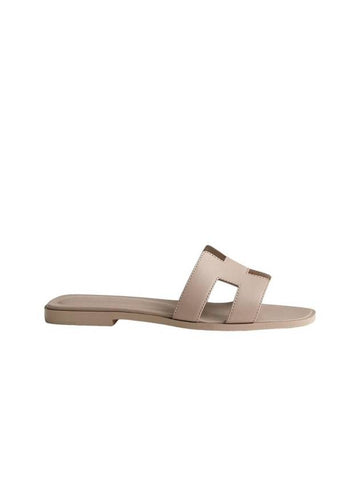 Oran Calfskin Sandals Beige - HERMES - BALAAN 1