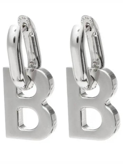 B Logo XL Earrings Silver - BALENCIAGA - BALAAN 2