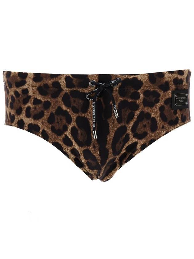 Men's Leopard Swim Briefs Brown - DOLCE&GABBANA - BALAAN 2