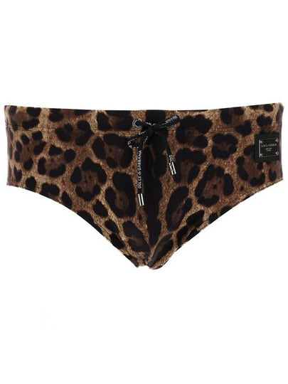 Men's Leopard Swim Briefs Brown - DOLCE&GABBANA - BALAAN 2