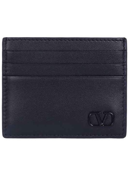 V Logo Signature Card Wallet Black - VALENTINO - BALAAN 1