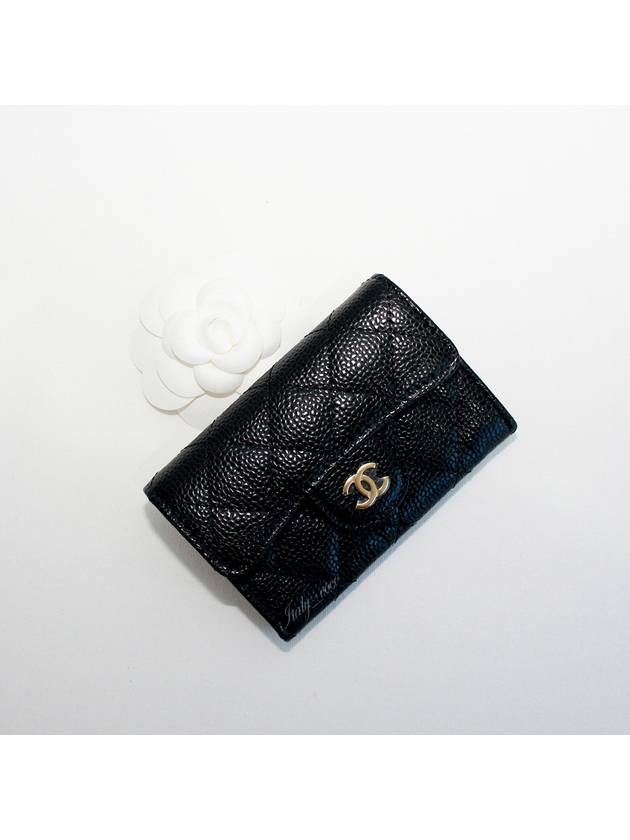 Classic Grained Calfskin Card Wallet Black - CHANEL - BALAAN 4