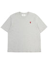 Small Heart Logo Boxy Fit Short Sleeve T-shirt Grey - AMI - BALAAN 2