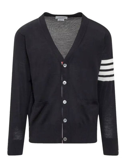 Men's Sustainable Classic Diagonal Wool Cardigan Navy - THOM BROWNE - BALAAN 2