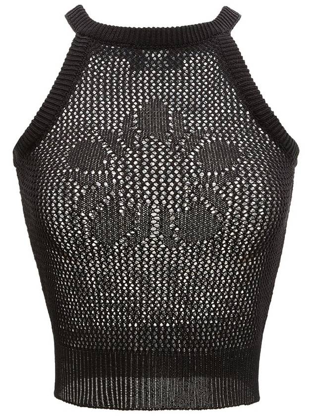 Runway Mugung Crochet Knit Halter Sleeveless Black - ULKIN - BALAAN 1