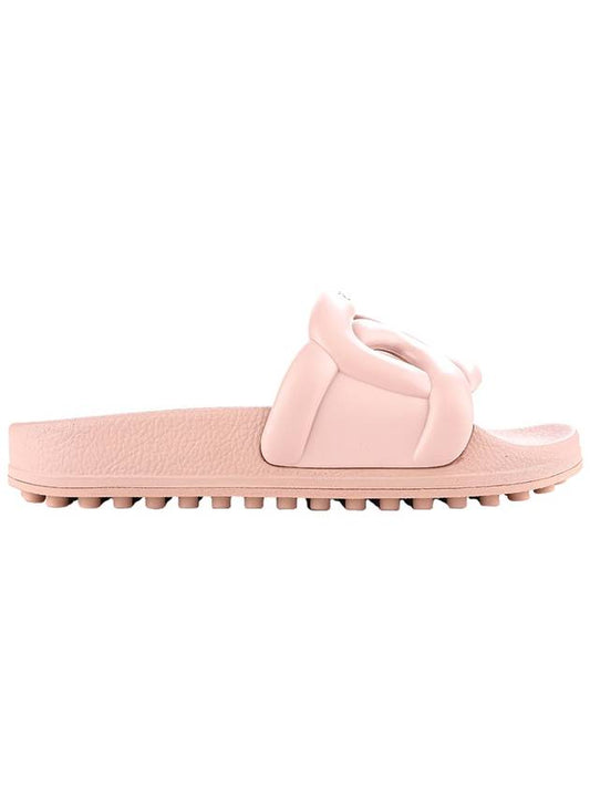 Maxi Chain Rubber Slide Slippers Pink - TOD'S - BALAAN.