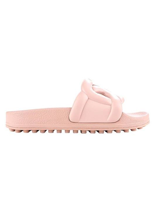 Maxi Chain Rubber Slide Slippers Pink - TOD'S - BALAAN.