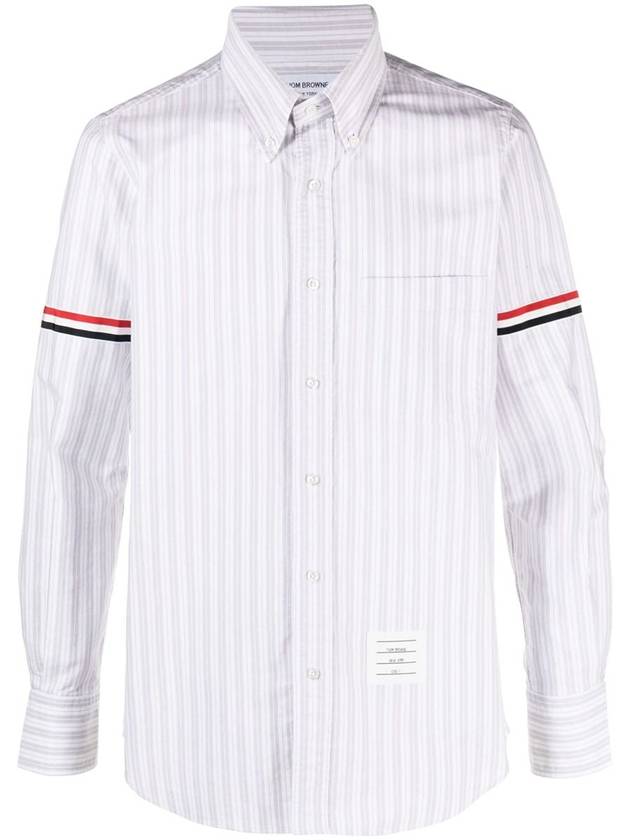 Stripe Oxford Armband Long Sleeve Shirt Grey - THOM BROWNE - BALAAN 2