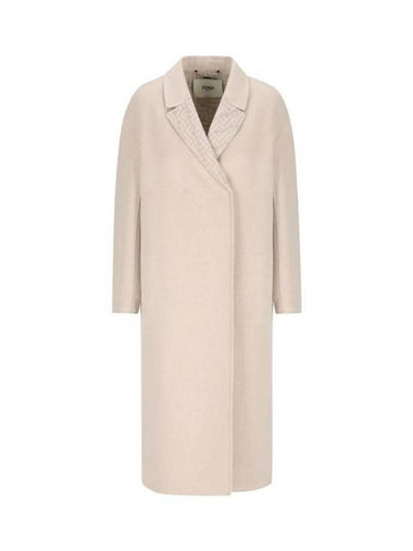 Patterned Lining Midi Single Coat Light Beige - FENDI - BALAAN 1