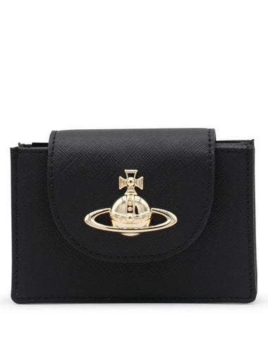 Logo Plaque Half Wallet Black - VIVIENNE WESTWOOD - BALAAN 1