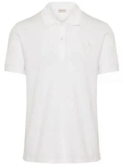 Skull Patch Short Sleeve Polo Shirt White - ALEXANDER MCQUEEN - BALAAN 2