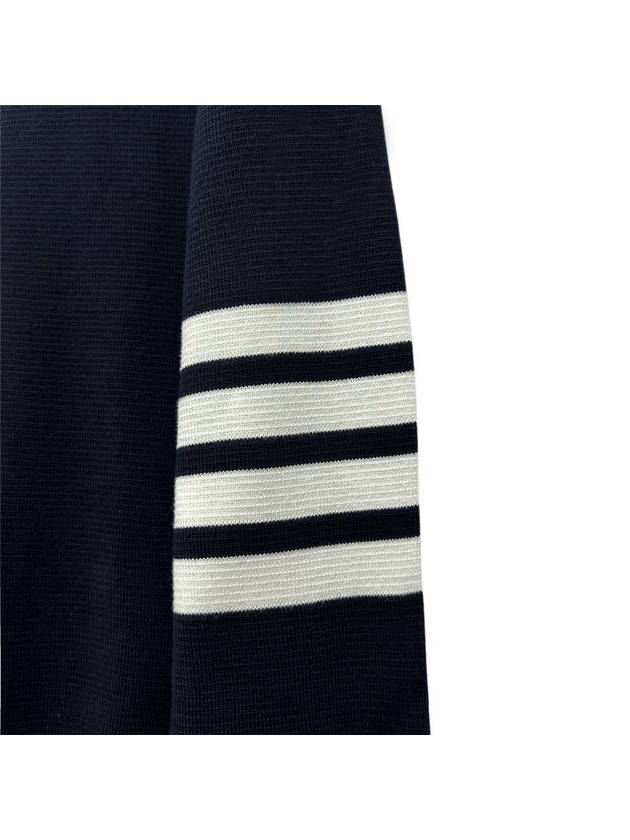 4 Bar Armband Milano Stitch Knit Top Navy - THOM BROWNE - BALAAN 4