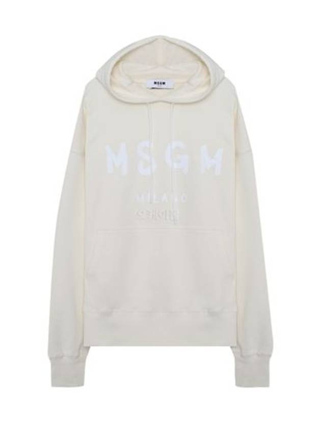 Milano Brushed Logo Print Cotton Hoodie White Ivory - MSGM - BALAAN 1