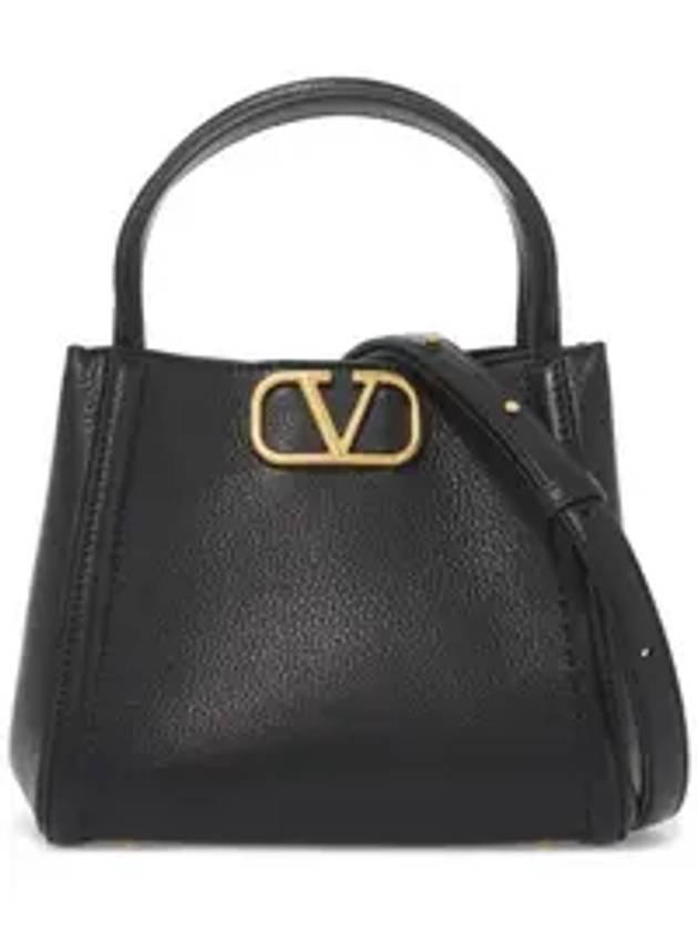 Logo Leather Tote Bag Black - VALENTINO - BALAAN 1