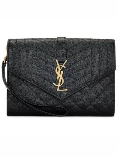 Matelasse Gold Logo Strap Clutch Bag Black - SAINT LAURENT - BALAAN 2