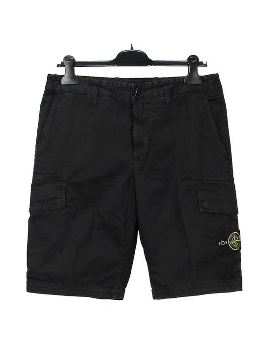 Logo Patch Cargo Bermuda Shorts Black - STONE ISLAND - BALAAN 1