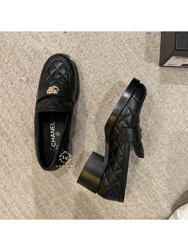 Lambskin Metal Heart Loafers Black - CHANEL - BALAAN 6