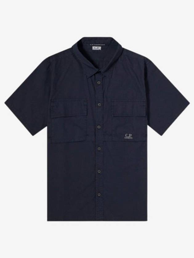 Cotton Rip-Stop Short Sleeve Shirt Navy - CP COMPANY - BALAAN 2