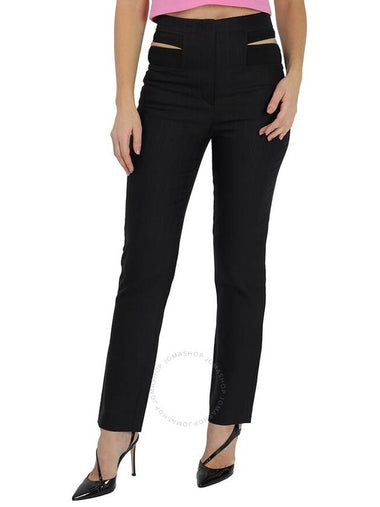 Burberry Ladies Black Pinstripe Functional Twill Remodeled Trousers, Brand Size 8 (US Size 6) - BURBERRY - BALAAN 1