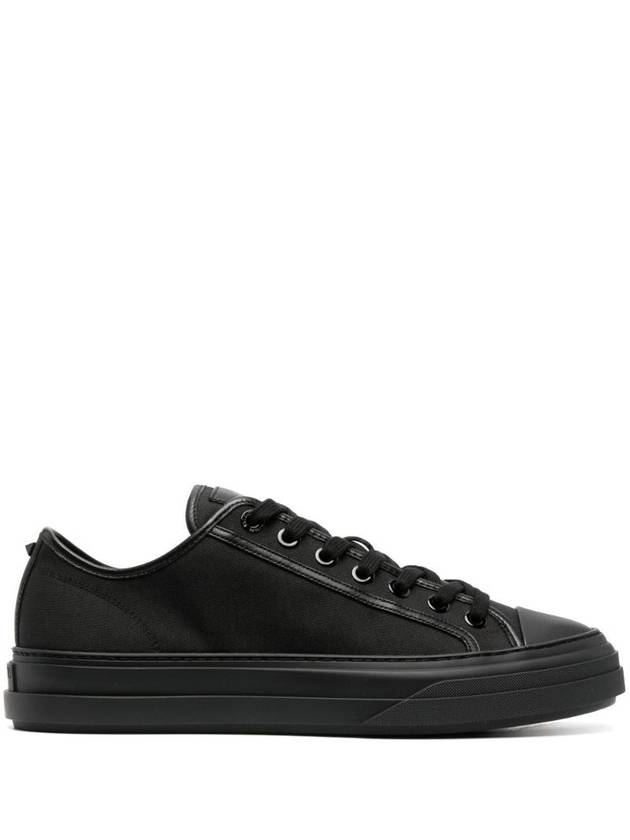 Rockstud Leather Low Top Sneakers Black - VALENTINO - BALAAN 1