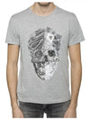 Men's Patchwork Skull Print Short Sleeve T-Shirt Grey - ALEXANDER MCQUEEN - BALAAN 5