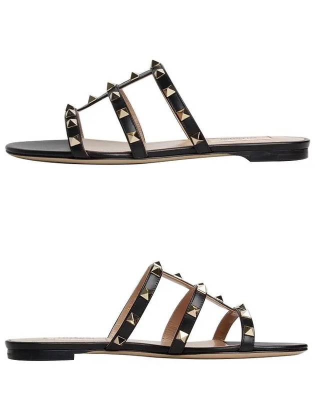 Rockstud Flat Slippers Black - VALENTINO - BALAAN 4