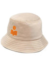 Embroidered Logo Cotton Bucket Hat Beige - ISABEL MARANT - BALAAN 3