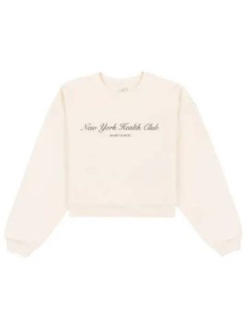 New York Health Club Cropped Crew Neck Cream T shirt Sweatshirt - SPORTY & RICH - BALAAN 1