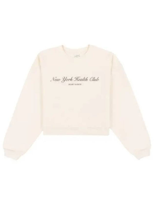 New York Health Club Cropped Crew Neck Cream T shirt Sweatshirt - SPORTY & RICH - BALAAN 1