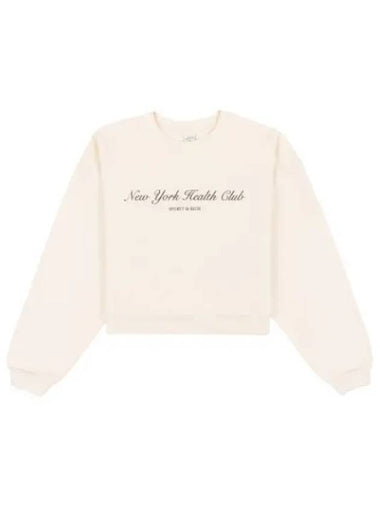 New York Health Club Cropped Crew Neck Cream T shirt Sweatshirt - SPORTY & RICH - BALAAN 1