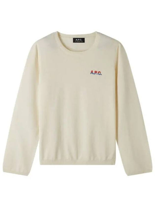 Embroidered Logo Knit Top Ivory - A.P.C. - BALAAN 2