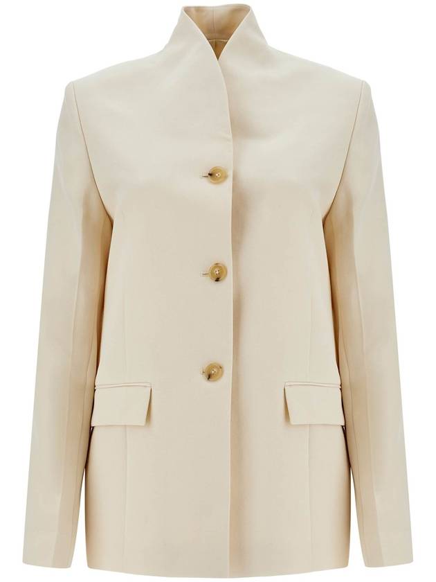 beige viscose blazer with high collar - TOTEME - BALAAN 1