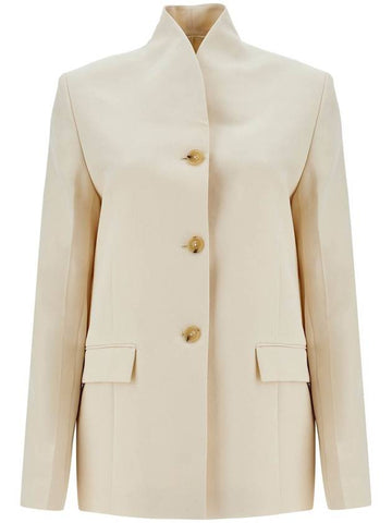 beige viscose blazer with high collar - TOTEME - BALAAN 1