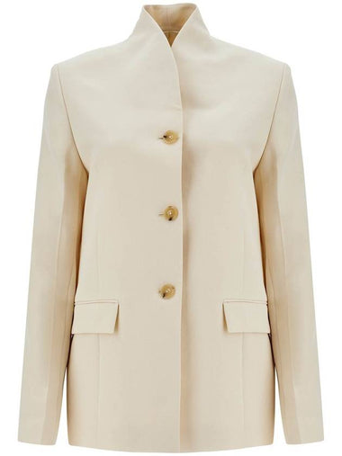 beige viscose blazer with high collar - TOTEME - BALAAN 1