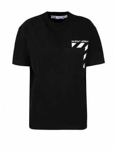 Diagonal Printing Pocket Short Sleeved T Shirt Black - OFF WHITE - BALAAN 1