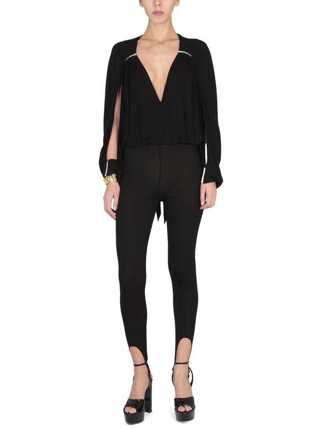 Jumpsuit WITH Open Sleeve in Crepe Jersey 710909Y5F631000 B0040192254 - SAINT LAURENT - BALAAN 3