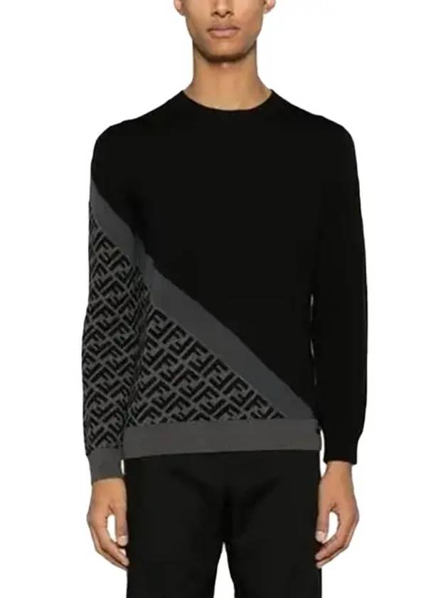 Diagonal Wool Knit Top Black - FENDI - BALAAN 3