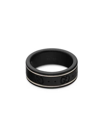 Iconic Logo Band Ring Black - GUCCI - BALAAN 1