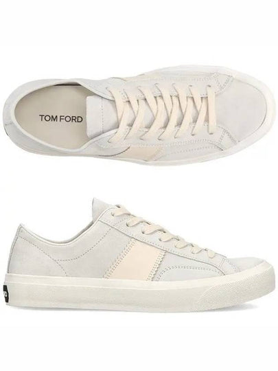 Logo Detail Suede Low Top Sneakers White Beige - TOM FORD - BALAAN 2