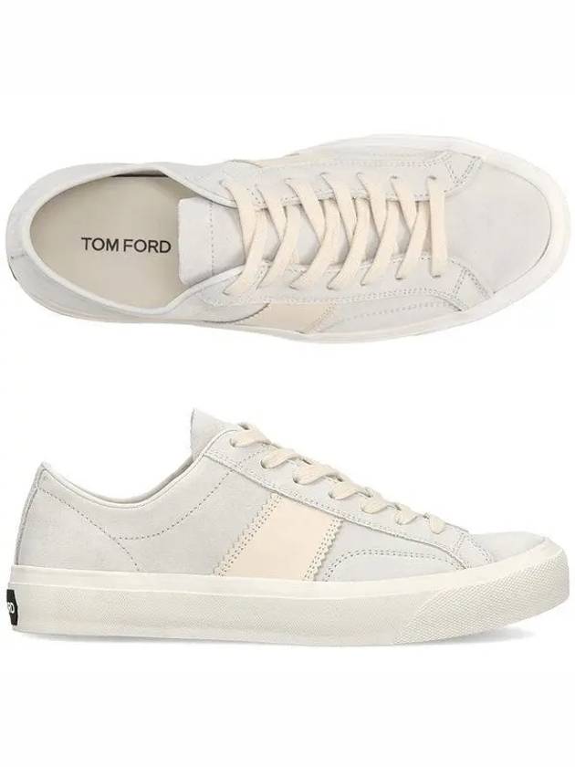 Logo Detail Suede Low Top Sneakers White Beige - TOM FORD - BALAAN 2