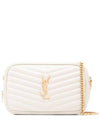 Lou Gold Mini Leather Cross Bag Cream - SAINT LAURENT - BALAAN 1